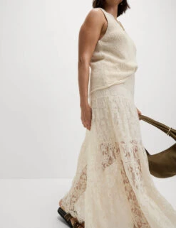 Lace Maxi Tiered Skirt -M&S Lace Maxi Tiered Skirt 8