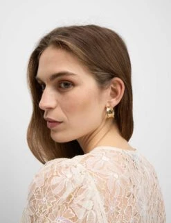 Lace Round Neck Tie Front Blouse -M&S Lace Round Neck Tie Front Blouse 8