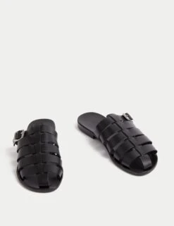 Leather Buckle Flat Mules -M&S Leather Buckle Flat Mules 1