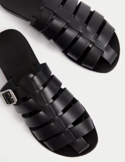 Leather Buckle Flat Mules -M&S Leather Buckle Flat Mules 2