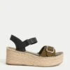 Leather Buckle Flatform Espadrilles 2 Leather Buckle Flatform Espadrilles -M&S Leather Buckle Flatform Espadrilles