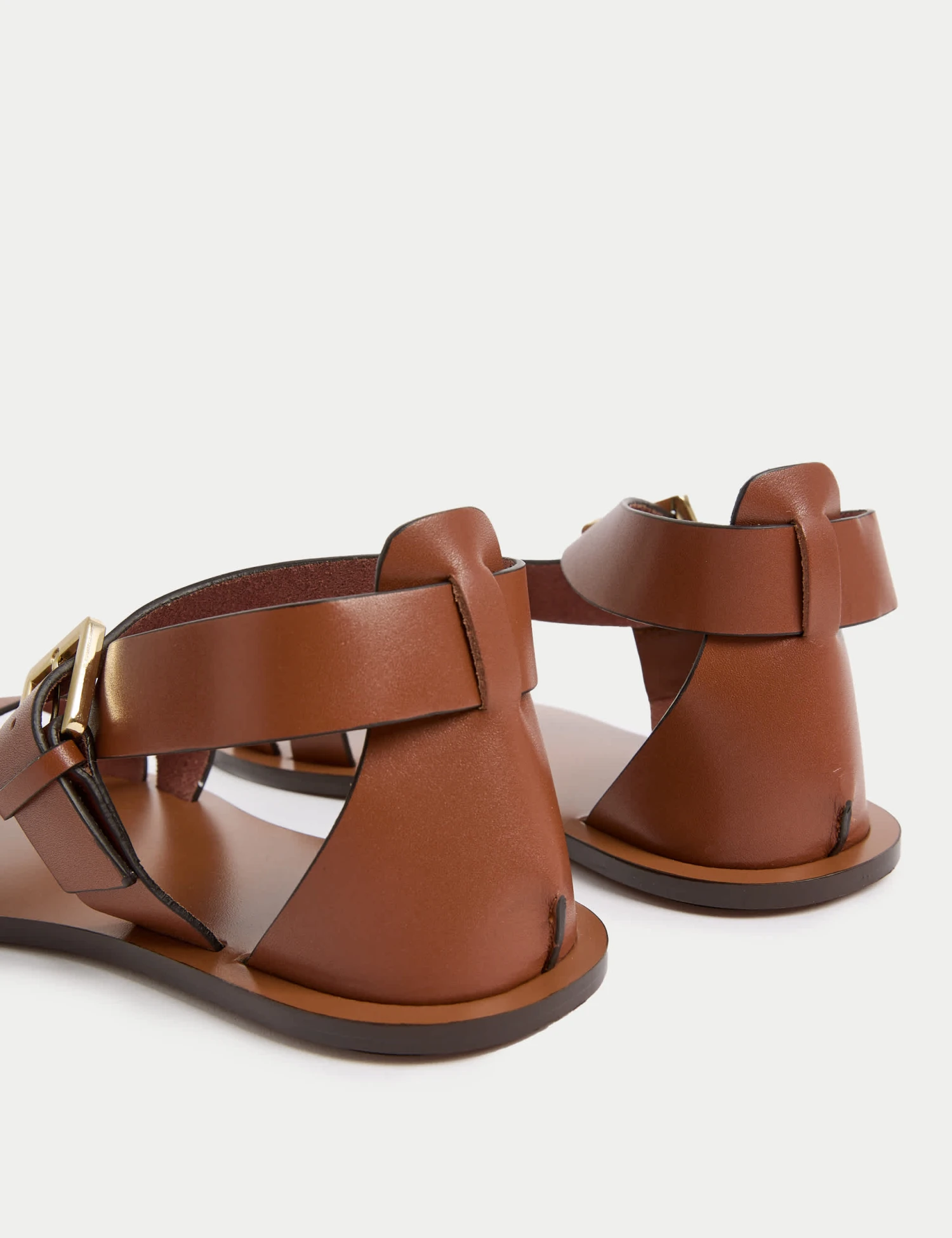 Leather Crossover Ankle Strap Flat Sandals 5 Leather Crossover Ankle Strap Flat Sandals - Image 3