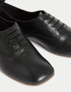 Leather Lace Up Flat Shoes -M&S Leather Lace Up Flat Shoes 2