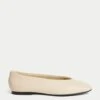 Leather Slip On Flat Ballet Pumps -M&S Leather Slip On Flat Ballet Pumps