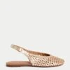 Leather Woven Flat Slingback Shoes