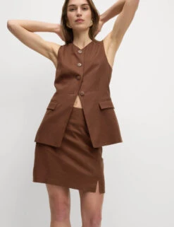 Linen Blend Mini Slip Skirt -M&S Linen Blend Mini Slip Skirt 2