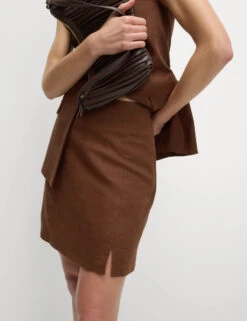 Linen Blend Mini Slip Skirt