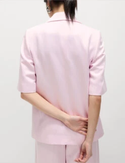 Linen Blend Short Sleeve Single Breasted Blazer -M&S Linen Blend Short Sleeve Single Breasted Blazer 5