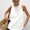 Linen Blend Sleeveless Blouse