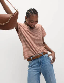 Linen Blend Striped T-Shirt