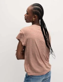 Linen Blend Striped T-Shirt -M&S Linen Blend Striped T Shirt 3