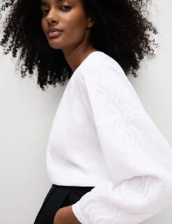 Linen Rich Broderie Blouse -M&S Linen Rich Broderie Blouse 3