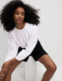 Linen Rich Broderie Blouse -M&S Linen Rich Broderie Blouse 4