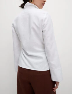 Linen Rich Collared Tie Front Shirt -M&S Linen Rich Collared Tie Front Shirt 4