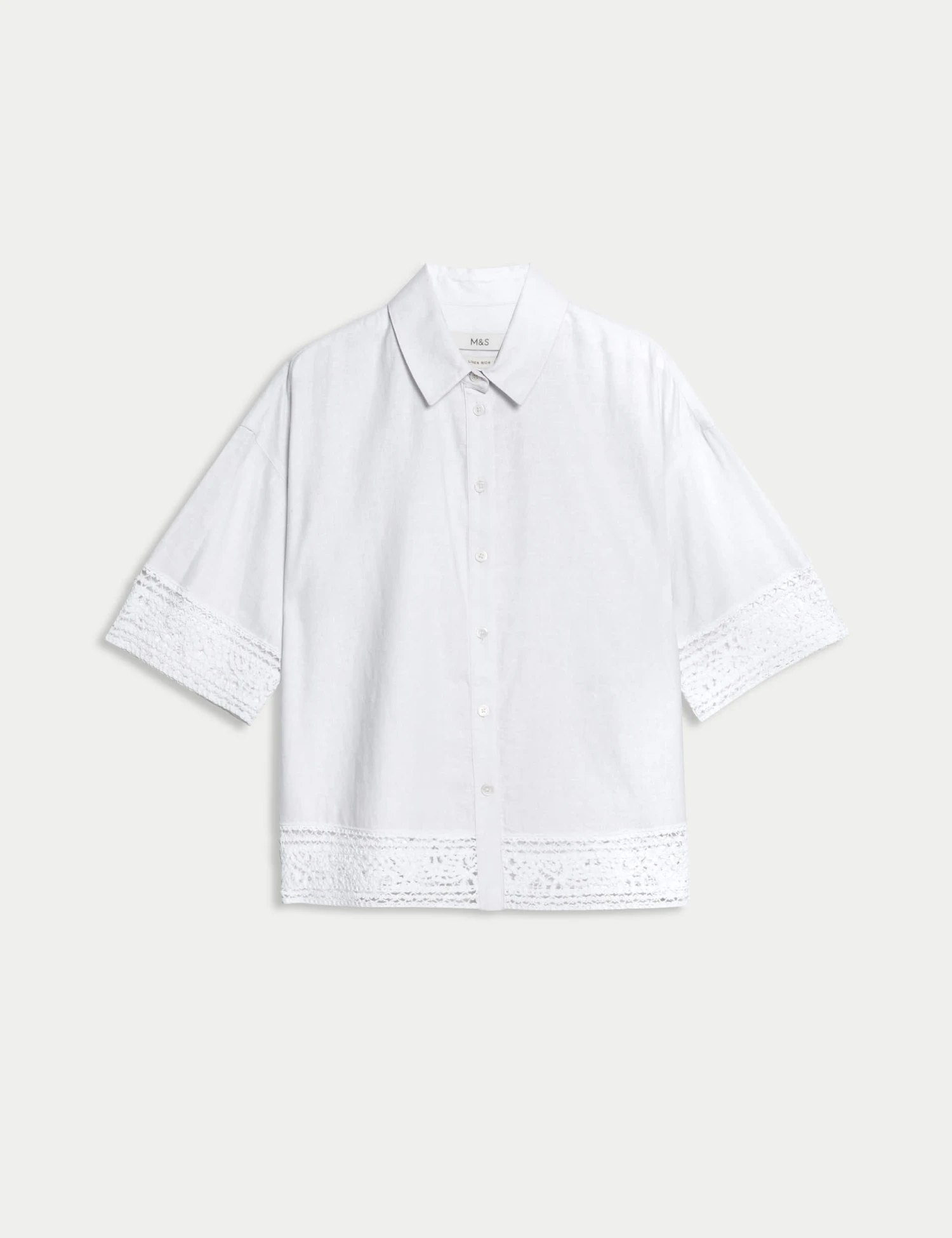 Linen Rich Crochet Collared Shirt 4 Linen Rich Crochet Collared Shirt - Image 2