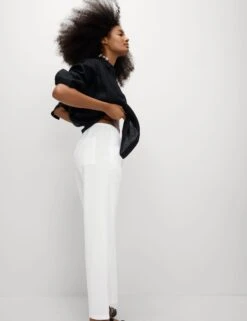 Linen-Rich Drawstring Tapered Trousers -M&S Linen Rich Drawstring Tapered Trousers 4