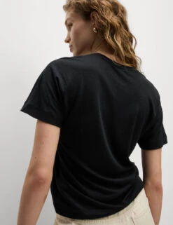 Linen Rich Embroidered T-Shirt -M&S Linen Rich Embroidered T Shirt 3