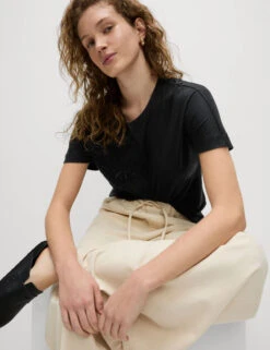 Linen Rich Embroidered T-Shirt -M&S Linen Rich Embroidered T Shirt 4