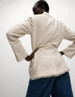 Linen Rich Melange Frayed Edge Blazer 16 Linen Rich Melange Frayed Edge Blazer -M&S Linen Rich Melange Frayed Edge Blazer 3