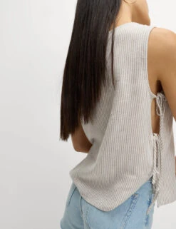 Linen Rich Printed Tie Side Vest -M&S Linen Rich Printed Tie Side Vest 3