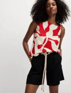 Linen Rich Printed Twist One Shoulder Top -M&S Linen Rich Printed Twist One Shoulder Top 2