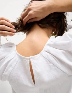 Linen Rich Round Neck Blouse 16 Linen Rich Round Neck Blouse -M&S Linen Rich Round Neck Blouse 3