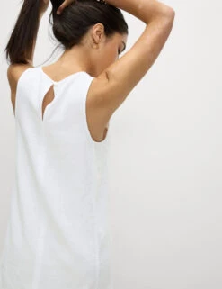 Linen Rich Round Neck Mini Shift Dress -M&S Linen Rich Round Neck Mini Shift Dress 5