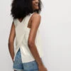 Linen Rich Shimmer Cross Back Tank Top -M&S Linen Rich Shimmer Cross Back Tank Top