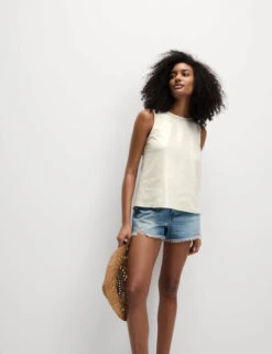 Linen Rich Shimmer Cross Back Tank Top -M&S Linen Rich Shimmer Cross Back Tank Top 2