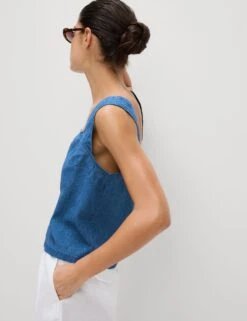 Linen Rich Square Neck Vest Top -M&S Linen Rich Square Neck Vest Top 4