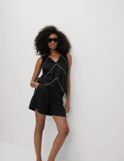 Linen Rich Stitch Detail Top