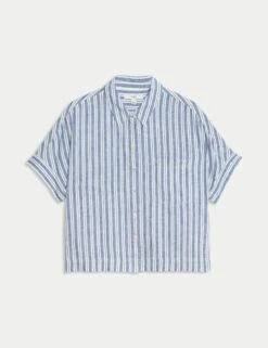 Linen Rich Striped Relaxed Shirt -M&S Linen Rich Striped Relaxed Shirt 1