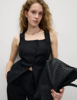 Linen Rich Tailored Twill Square Neck Waistcoat -M&S Linen Rich Tailored Twill Square Neck Waistcoat 5