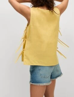 Linen Rich Tie Side Tank Top -M&S Linen Rich Tie Side Tank Top 2