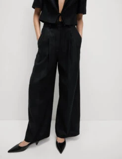 Linen Rich Twill Wide Leg Trousers -M&S Linen Rich Twill Wide Leg Trousers 4