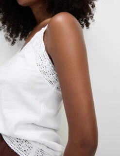 Linen Rich V-Neck Cami Top -M&S Linen Rich V Neck Cami Top 4