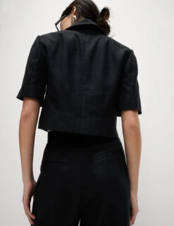 Linen Twill Rich Cropped Short Sleeve Jacket 21 Linen Twill Rich Cropped Short Sleeve Jacket -M&S Linen Twill Rich Cropped Short Sleeve Jacket 4