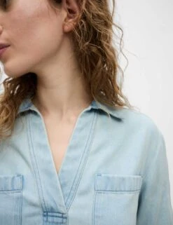 Lyocell Denim Oversized Crop Shirt -M&S Lyocell Denim Oversized Crop Shirt 2