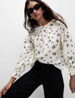 Lyocell Rich Printed Blouse -M&S Lyocell Rich Printed Blouse 4