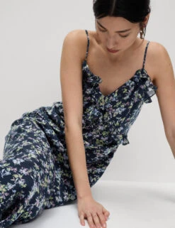 Lyocell Rich Printed Ruffle Midi Cami Dress 22 Lyocell Rich Printed Ruffle Midi Cami Dress -M&S Lyocell Rich Printed Ruffle Midi Cami Dress 5