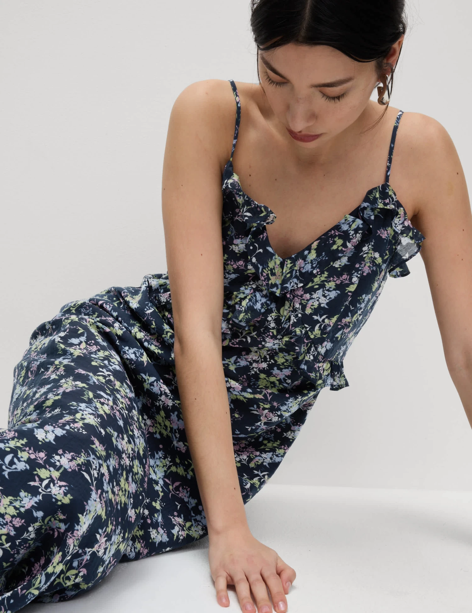 Lyocell Rich Printed Ruffle Midi Cami Dress 8 Lyocell Rich Printed Ruffle Midi Cami Dress - Image 6