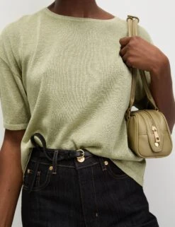 Metallic Crew Neck Knitted Top -M&S Metallic Crew Neck Knitted Top 3