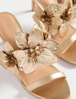 Metallic Flower Corsage Stiletto Mules -M&S Metallic Flower Corsage Stiletto Mules 2