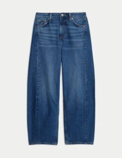 M&S -M&S Mid Rise Barrel Jeans 1