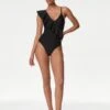 Neoprene Padded Frill Plunge Swimsuit -M&S Neoprene Padded Frill Plunge Swimsuit