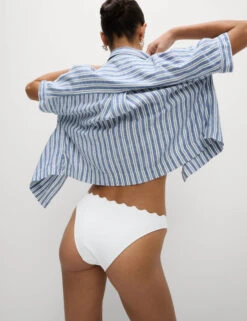 Neoprene Scallop High Leg Bikini Bottoms