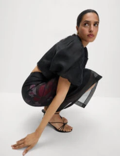 Organza Floral Midi Pencil Skirt -M&S Organza Floral Midi Pencil Skirt 2