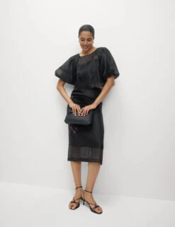 Organza Floral Midi Pencil Skirt -M&S Organza Floral Midi Pencil Skirt 3