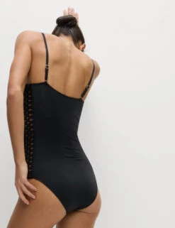 Padded Macrame Detail Square Neck Swimsuit -M&S Padded Macrame Detail Square Neck Swimsuit 3