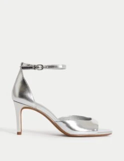 Patent Metallic Buckle Ankle Strap Stiletto Heels